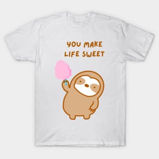 You Make Life Sweet Cotton Candy Sloth T-Shirt